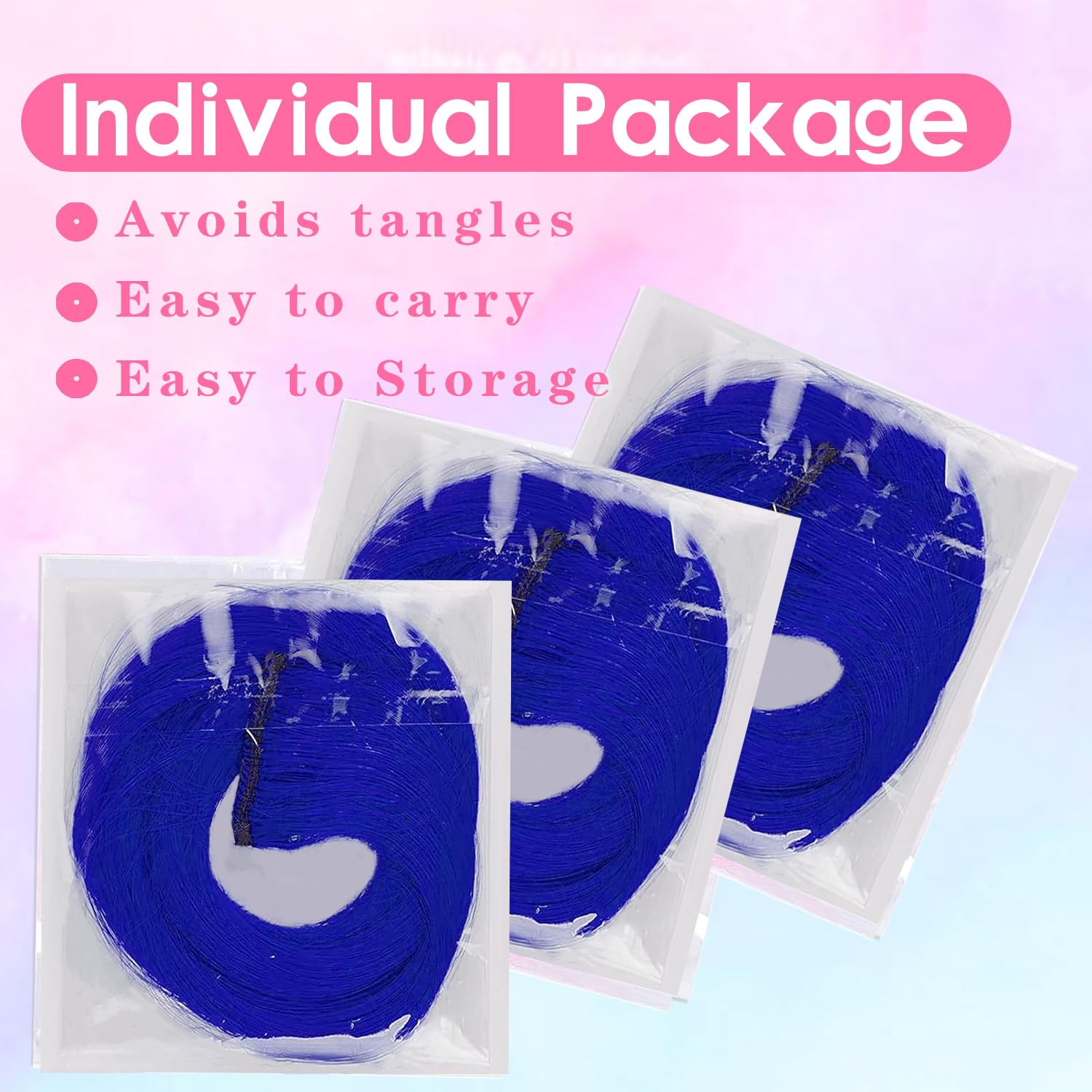 12 PCS Blue Hair Extensions Clip in, Curly Wavy Colored Extension 12PCS-Blue