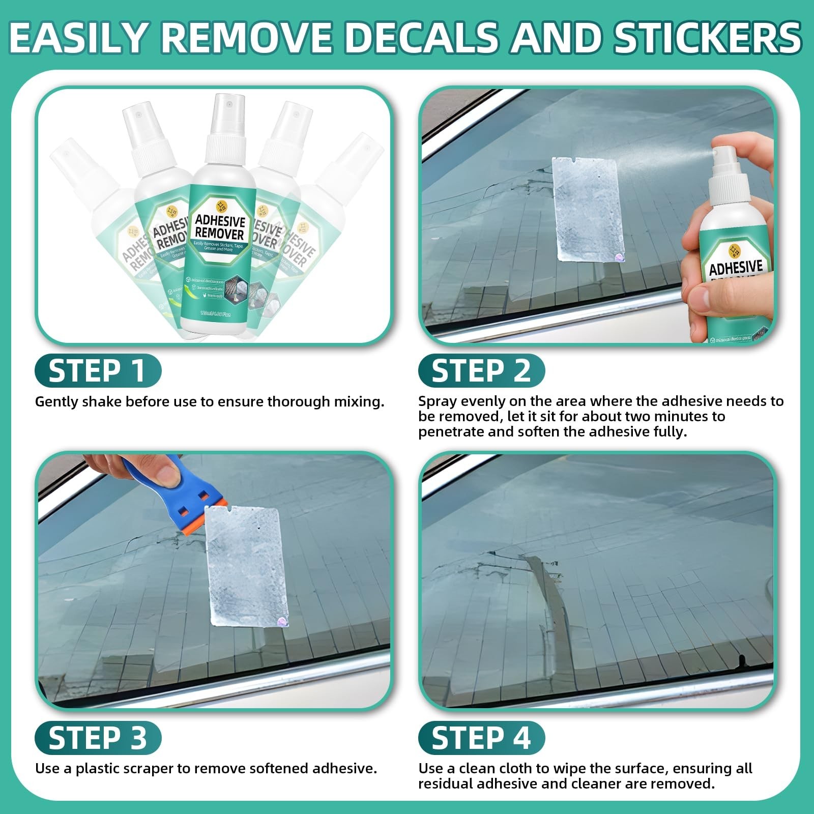 Adhesive Remover Spray, 4.06 Oz Glue Remover with Plastic Scraper and Towel, …