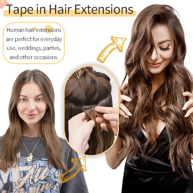 CLEARANCE Curly Wavy Tape in Real Remy Human Hair Extensions Skin Weft 10-40PCS