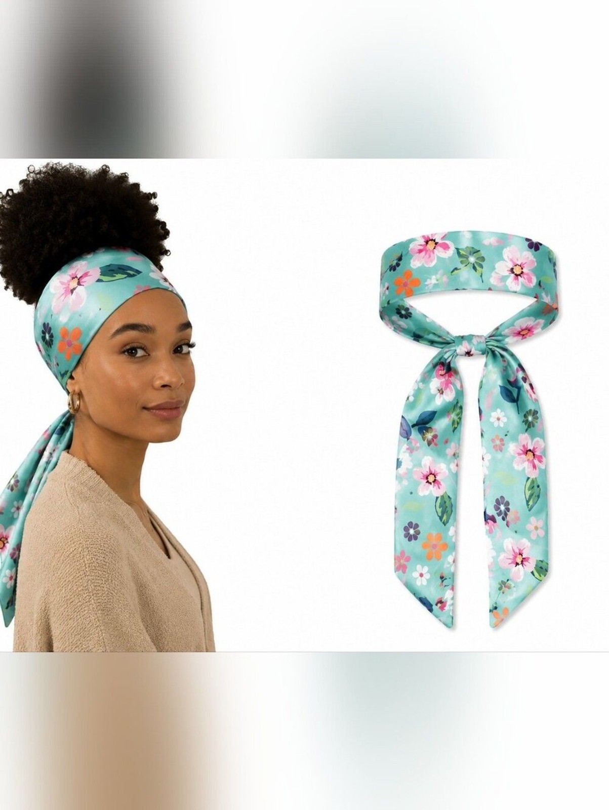 Queen Ellas Collection Women’s Satin Multicolor edge scarf floral