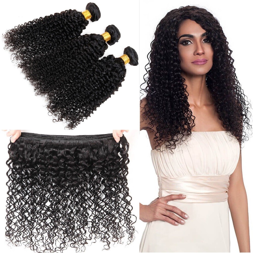 Jerry Curl unprocessed Virgin Brazilian Human Hair 1&3 Bundle natural color