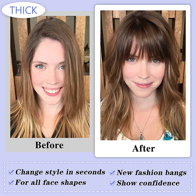 Thin/Thick Fringe Bangs Clip In 100% Remy Human Hair Extensions Hairpiece Topper