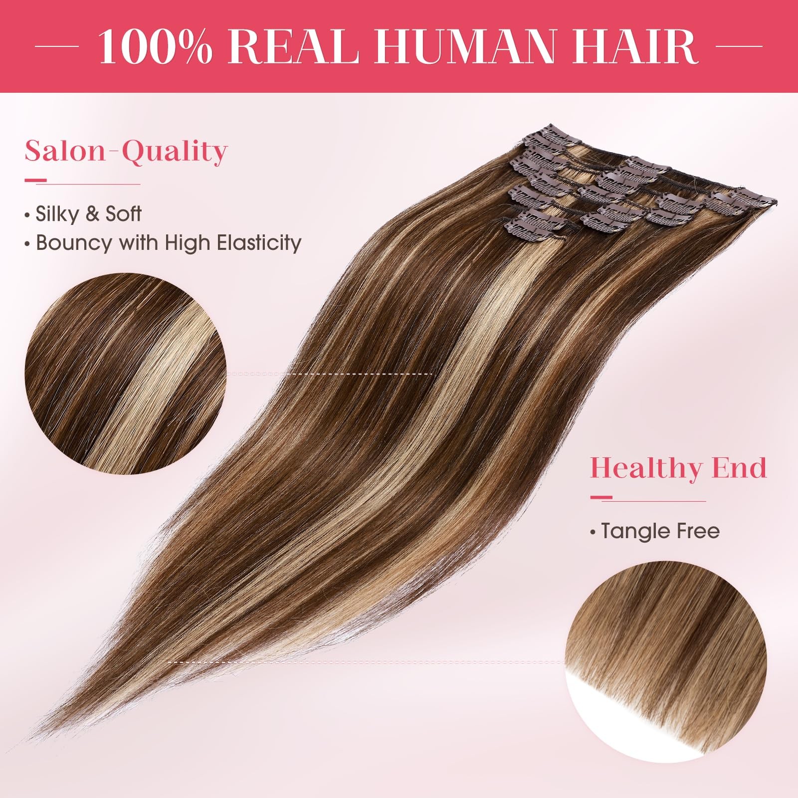 Clip In Hair Extensions 100% Real Human 10 Inch 8pcs 75g – Easy to Wear