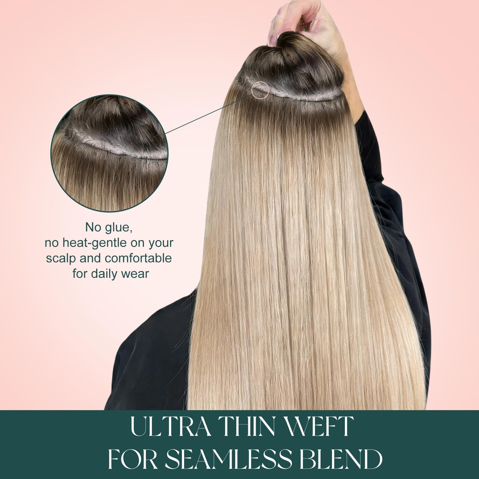 22 Inch Hair Extensions 100G Sew in Ash Blonde Highlight Weft – Easy to Blend