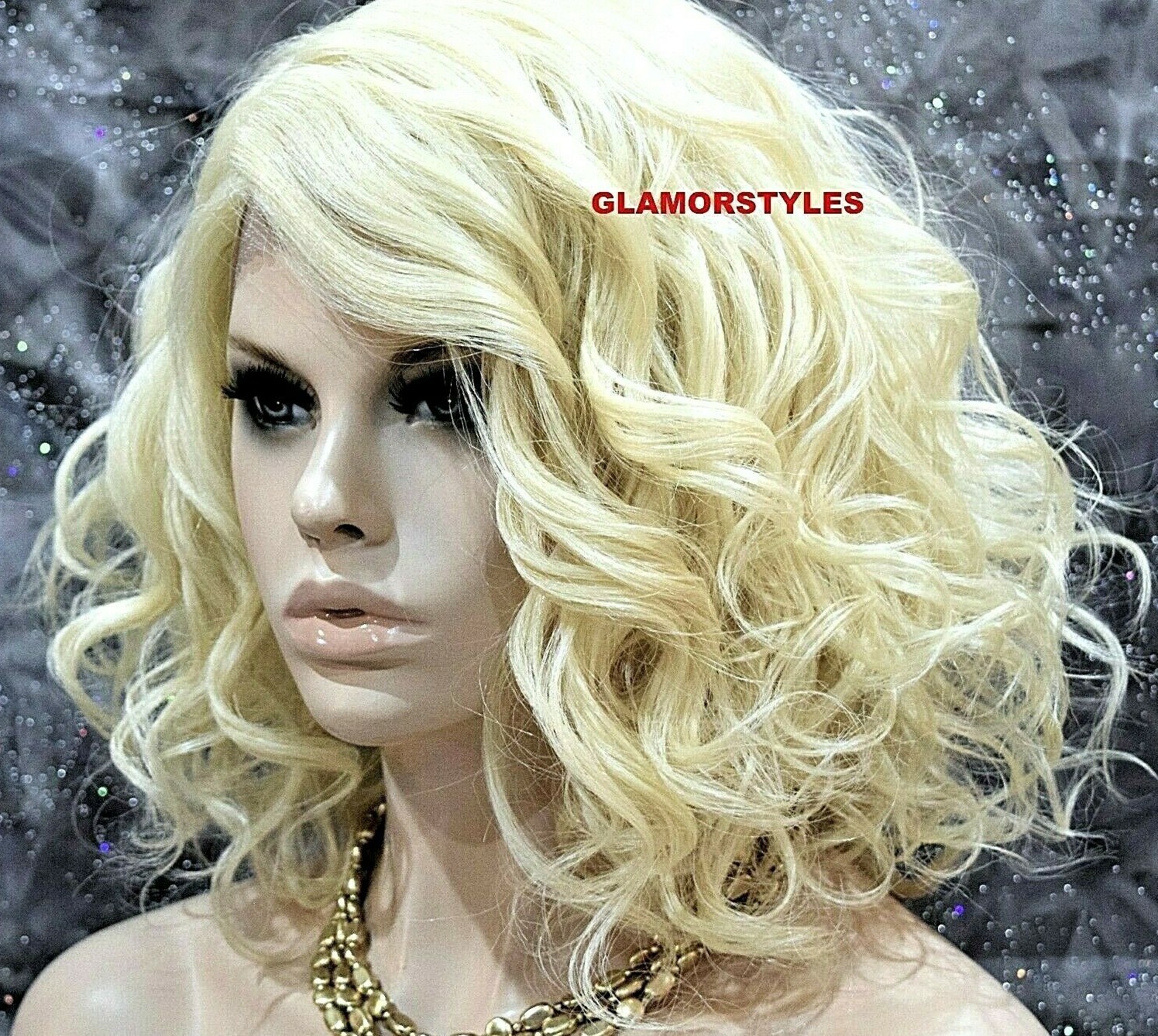 LACE FRONT FULL WIG BOB WAVY LAYERED SIDE PART BLEACH BLONDE #613 HEAT OK NWT