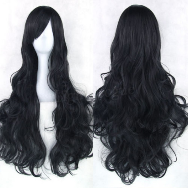 Women Fashion Lady Anime Long Curly Wavy Hair Party Cosplay Full Wig 80CM