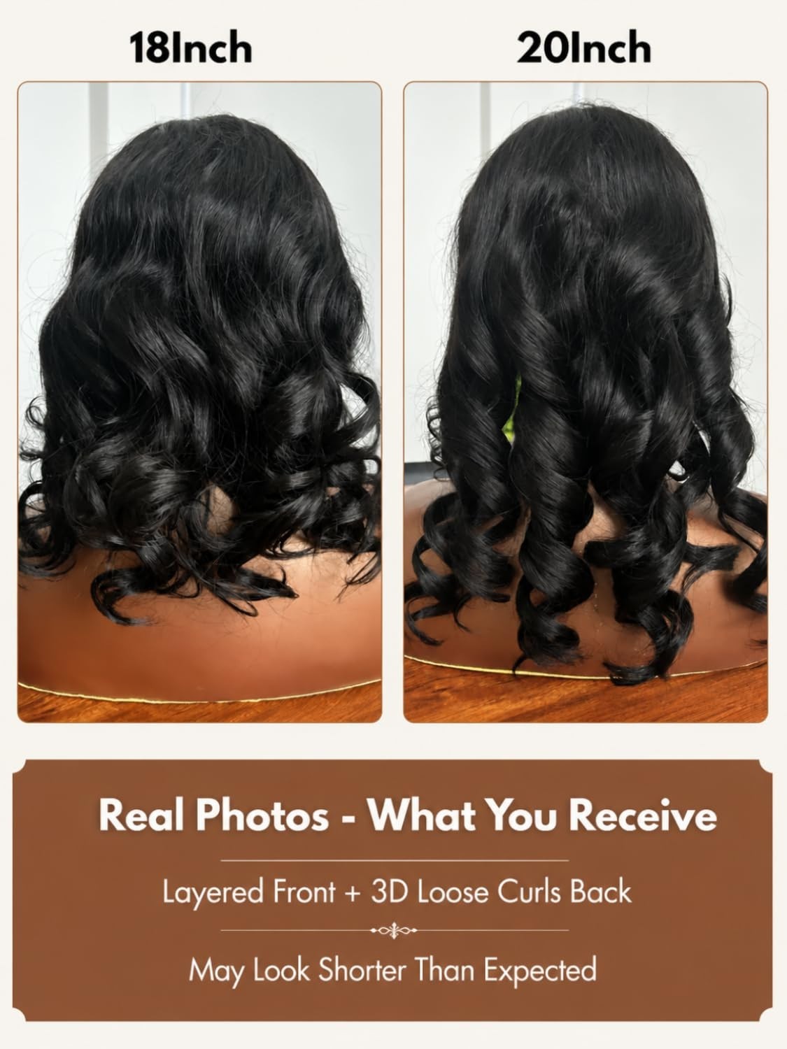 18″ Loose Body Wave Human Hair Wig, 13×4 HD Lace Front, Pre-Plucked, Drawstring