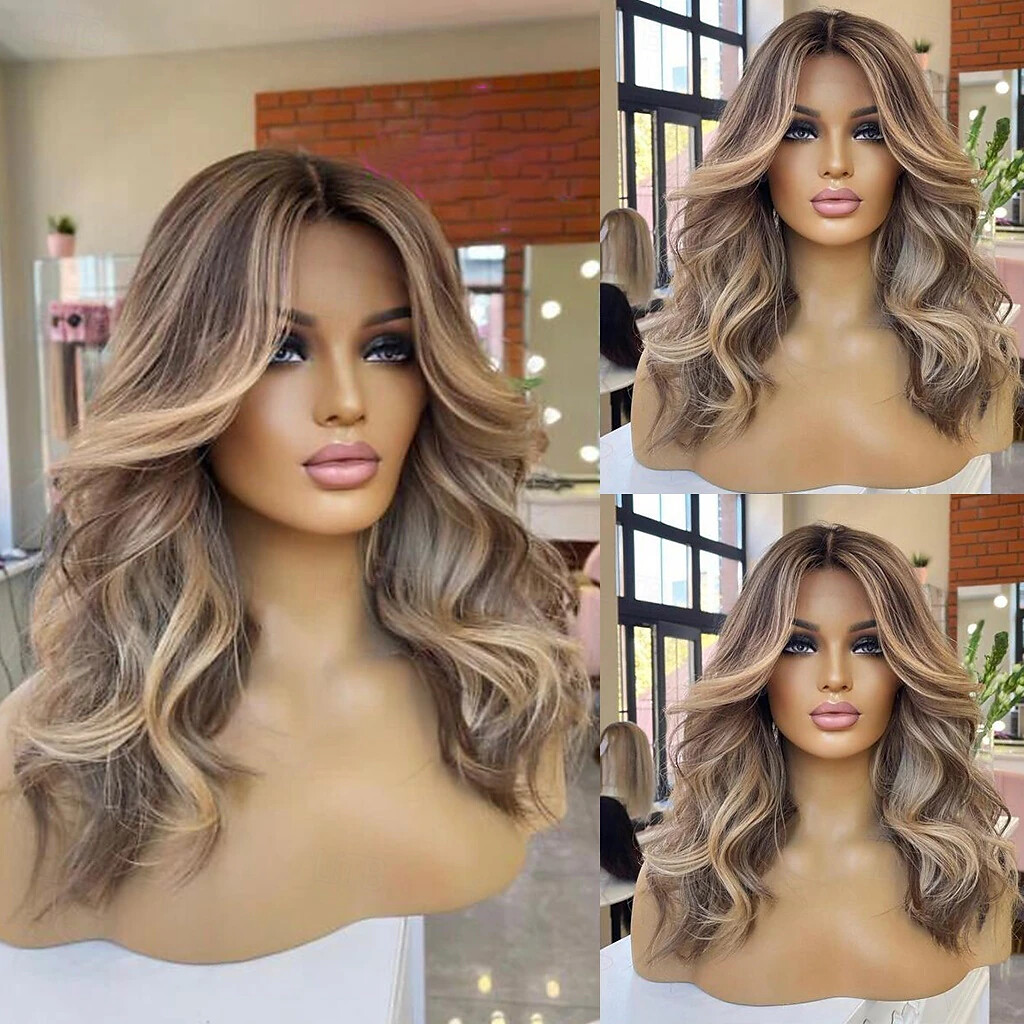Balayage Ash Dirty Blonde Remy Human Hair 13×4 Lace Front Wig Brazilian Hair 16″