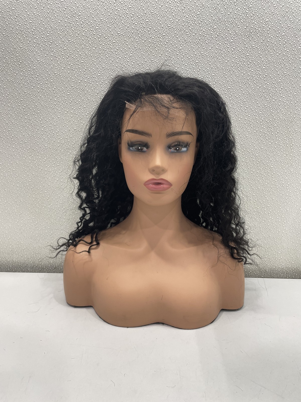 Firieya Natural Black Deep Wave Human Hair Blend Lace Front Wig, 18″