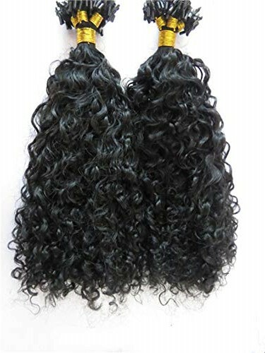 Natural Curly Micro Loop Human Hair Extension Micro Beads Ring Hair 100g 100pcs