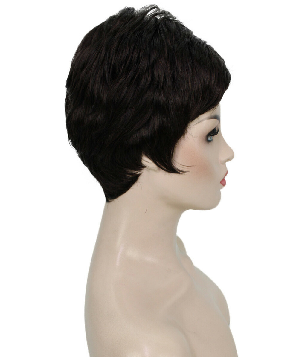Lucille – Srraight Kanekalon Synthetic Fiber Full Wig, 1.75-3.25 in, Dark Brown