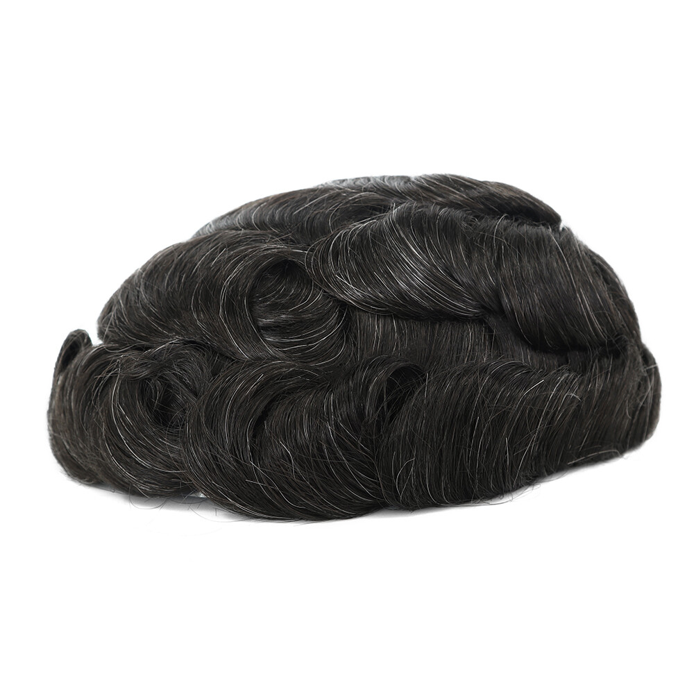 Mens Toupee Human Hair Systems Fine Mono Colored Hair Pieces 8X10 #1B US Seller