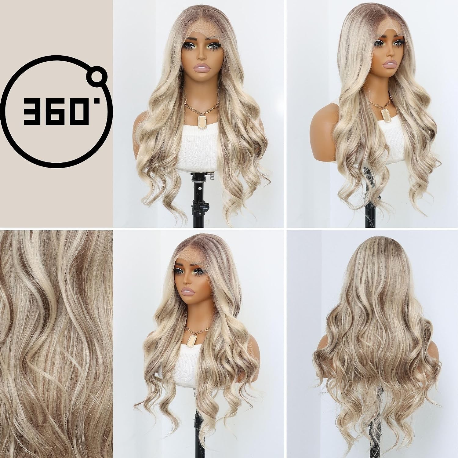 LACE FRONT WIG HUMAN HAIR BLENDED ASH BLONDE