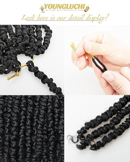 4 Inch 7 Packs Super Short Passion Twist Crochet Hair for 4 Inch (Pack of 7) 1B