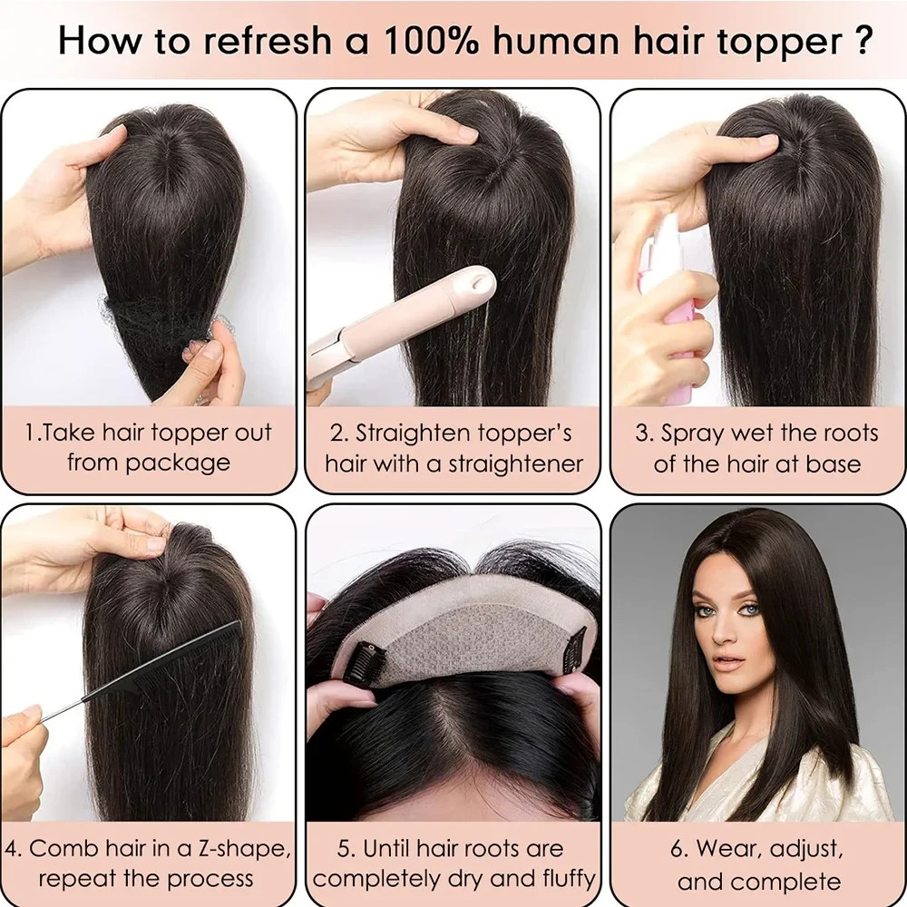 100% human hair Topper 16x18cm Remy Hair Silk Top Hand Tied Hair ready to wear