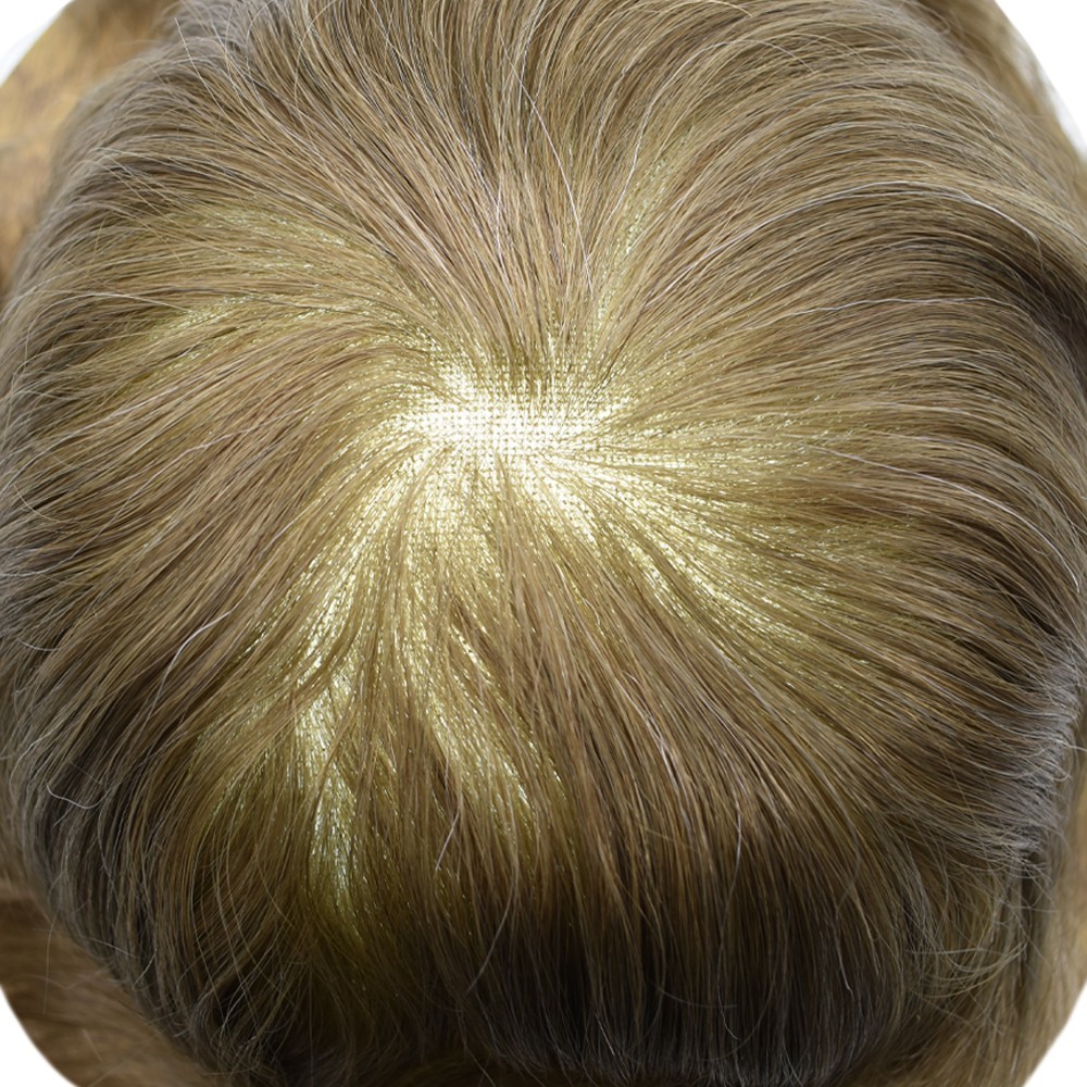 Full French Lace Mens Toupee Hairpiece Bleached Human Hair Replacement System US