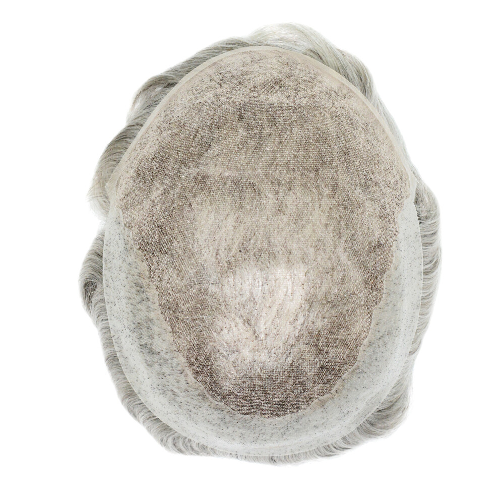 Toupee For Men Lace Human Hair Replecement System Grey Hairpieces Grey 8×10 #580