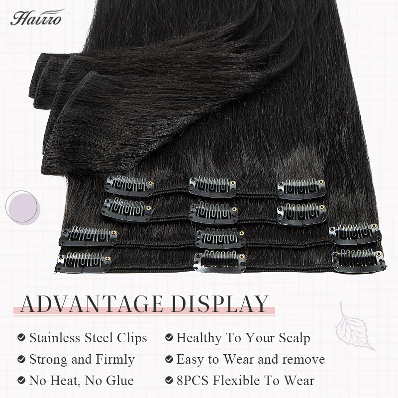 20inch=70g Clip In Hair Extensions 100% Real Remy Human Hair Full Head 8 Pieces