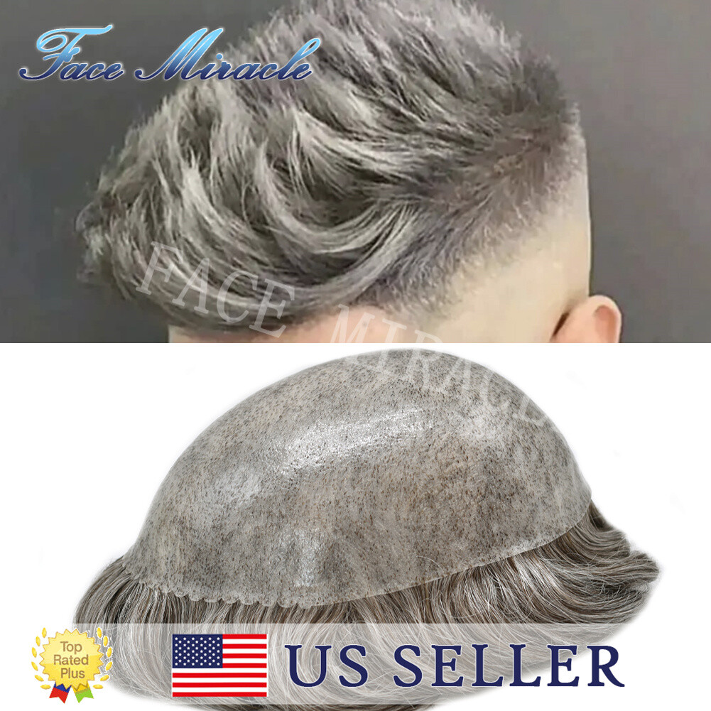 Full PU Mens Toupee Hair Piece Human Hair Replacement Systems Toupee for Man Wig