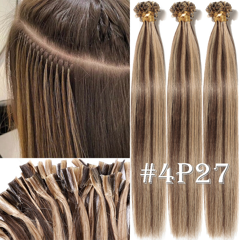150g Full Head Thick Flat Nail U Tip Real Human Remy Hair Extensions Highlight
