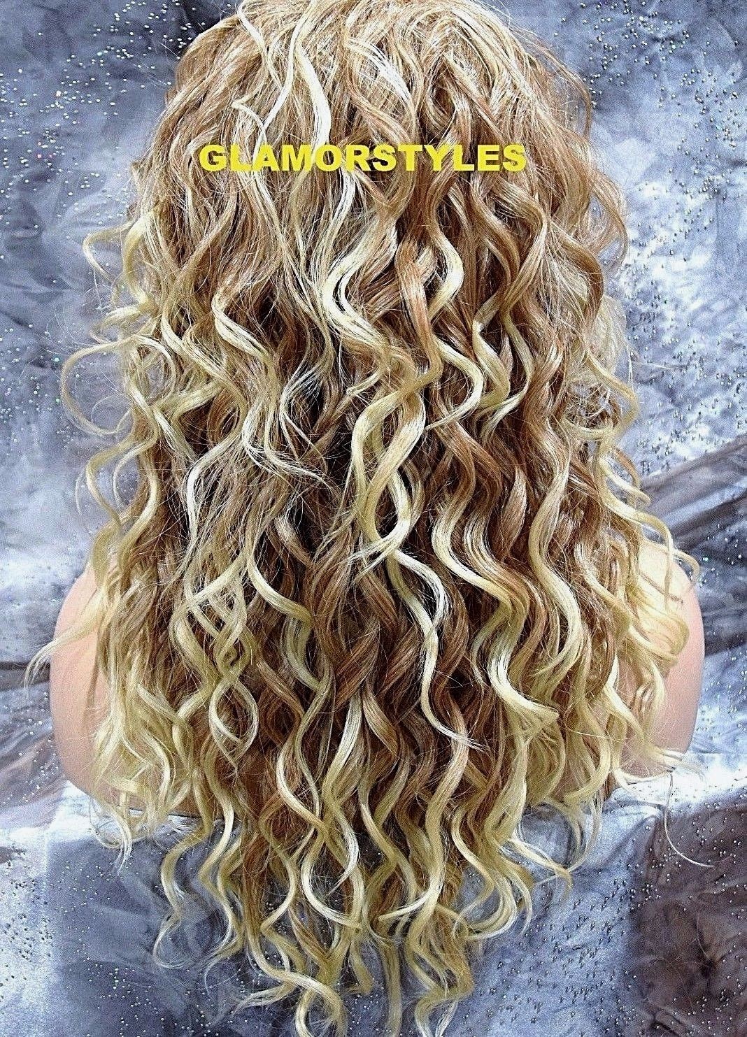 LACE FRONT FULL WIG LONG LAYERED CURLY MEDIUM BLONDE MIX HEAT OK NWT