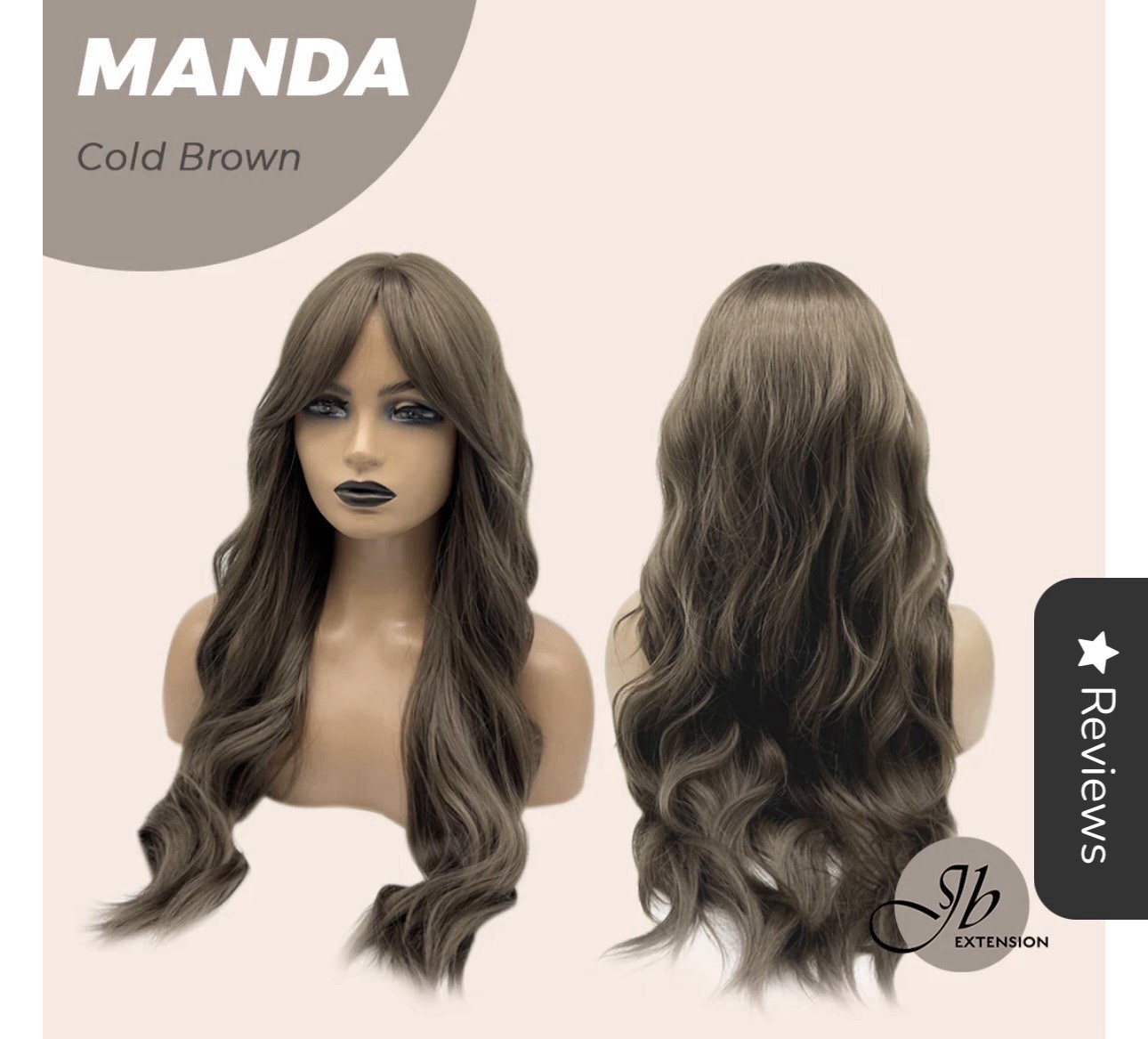 Wig Synthetic Hair by JB Ext – Manda- Medium Brown With Bangs