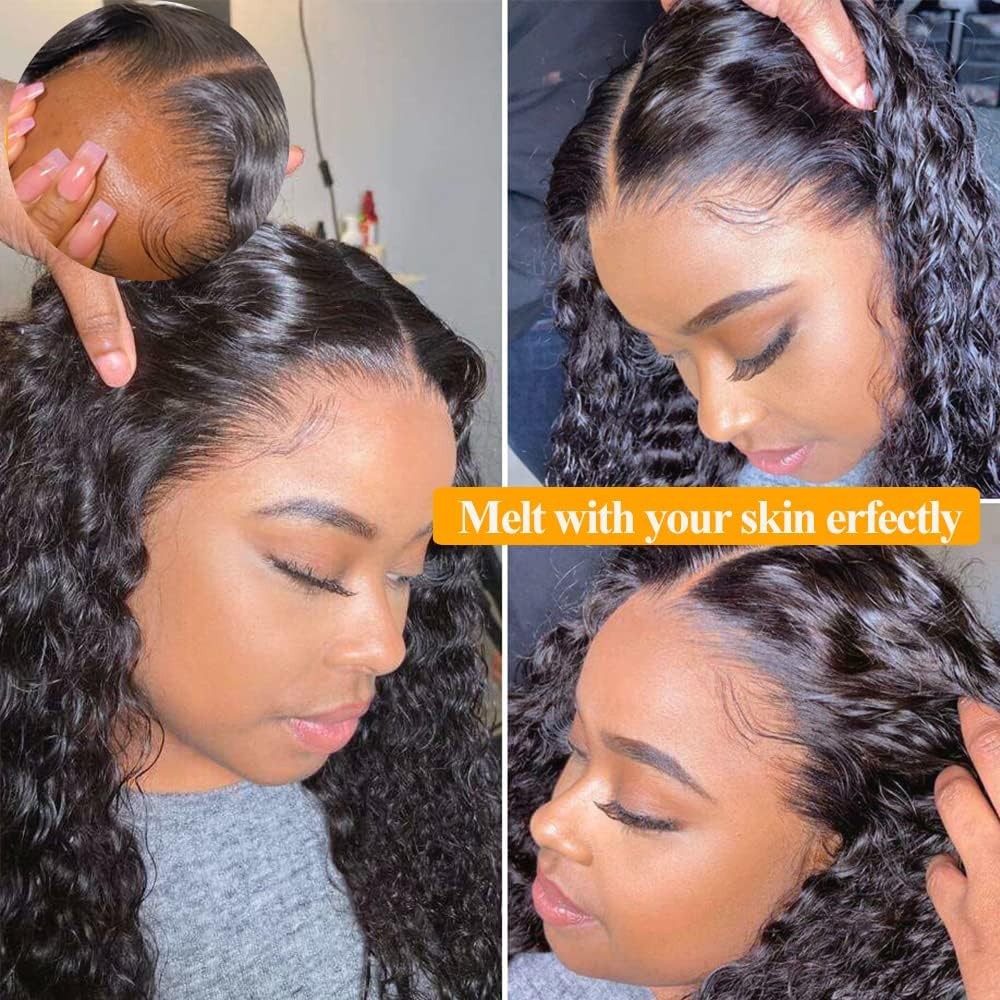 5×5 Deep Wave Transparent Lace Wigs 200% Density Natural Color Wigs Human Hair
