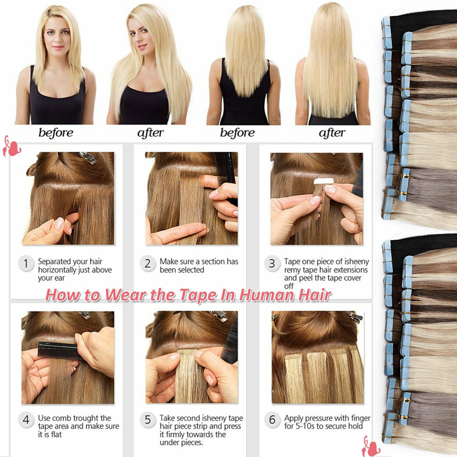 Seamless Tape in Human Hair Extensions Skin Weft Remy Hair Dark Brown 16in 20pcs