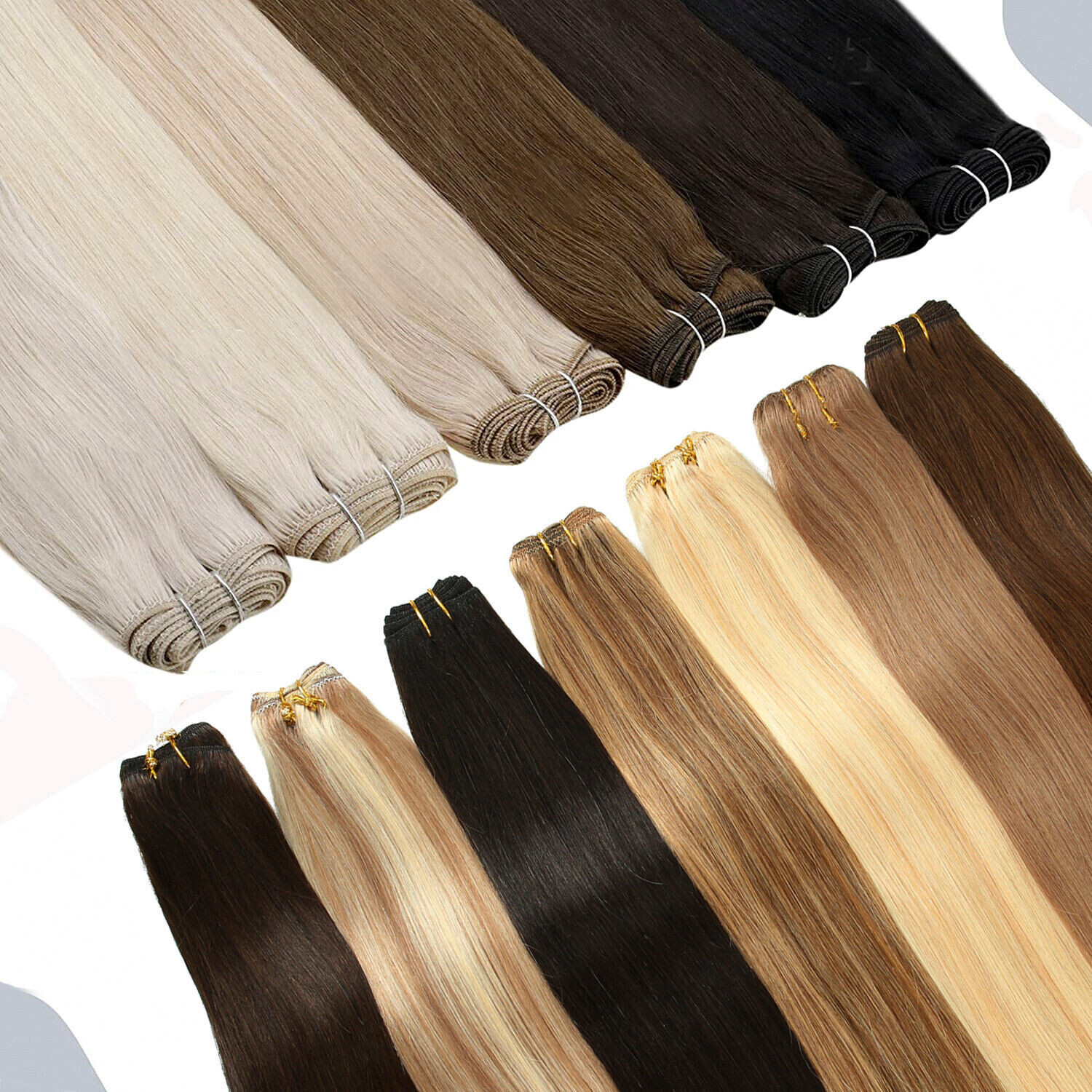 Sew in Weft Human Hair Extensions Double Weave Real Human Hair Bundles Straight