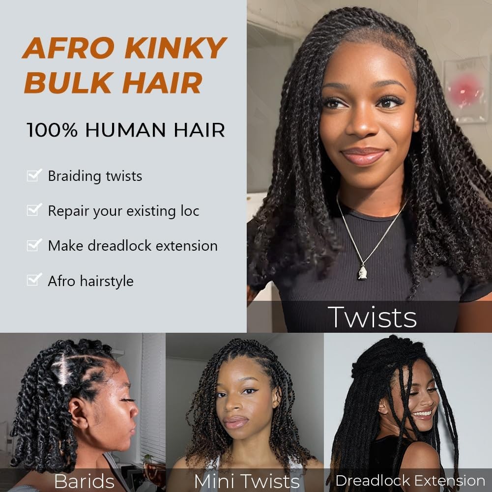 Queen Virgin Remy Qvr Pro Afro Kinkys Curly Human Hair Bulk Dreadlock