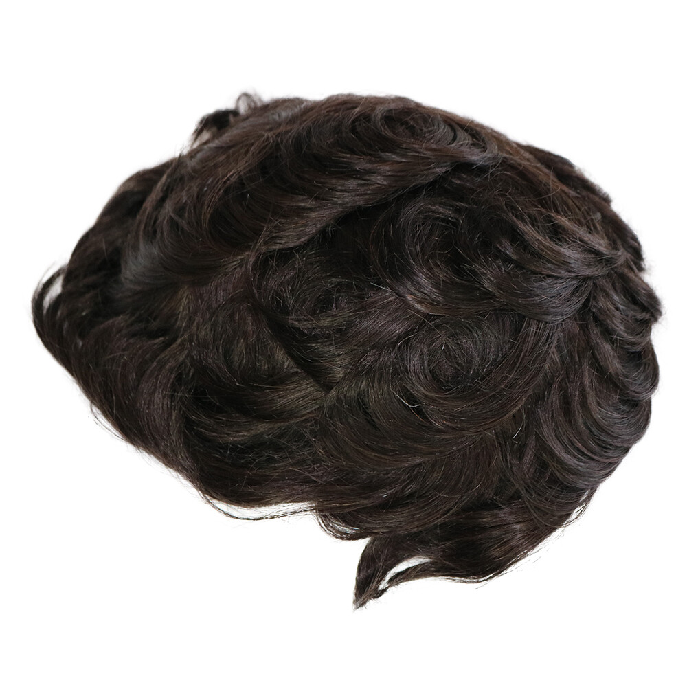 Full Poly Mens Toupee 8×10 Injected PU Human Hair Capillary Prosthesis Thin Skin