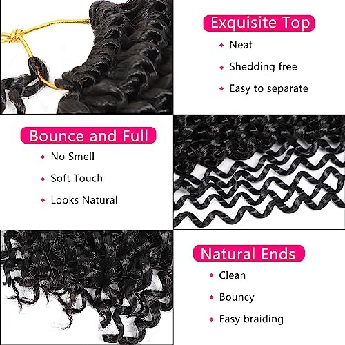 Passion Twist Hair-14 Inch 7 Packs Water Wave Crochet 14 Inch(Pack of 7) 1B#