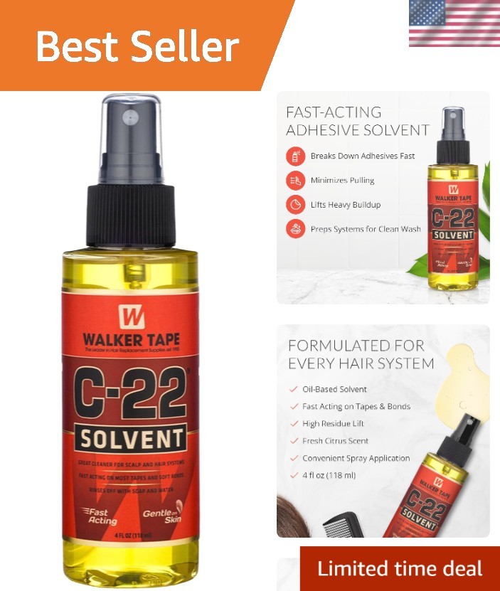 C-22 Solvent Spray 4 Fl Oz, Fast-Acting Adhesive Remover for Wig Tape, Lace S…