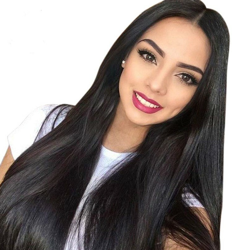 Long Straight Black Wigs for Women Middle Part Natural Looking Silk Daily Party