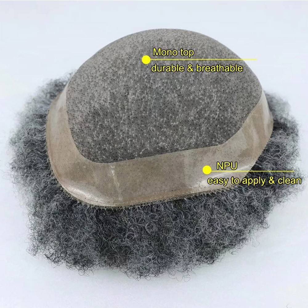 Afro Curly Mens Toupee Full Lace African American Human Hair Systems Replacement