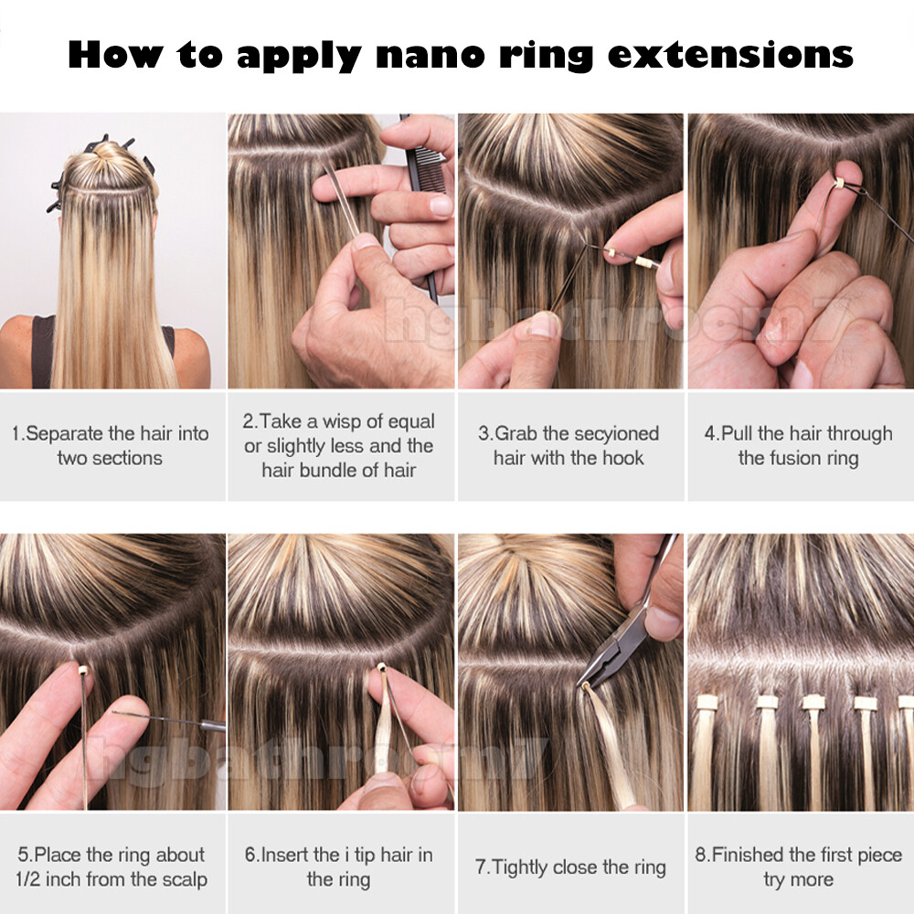Thick 100% NANO Tip Remy Human Hair Extensions Nano Rings Ring Beads 200G 200PCS