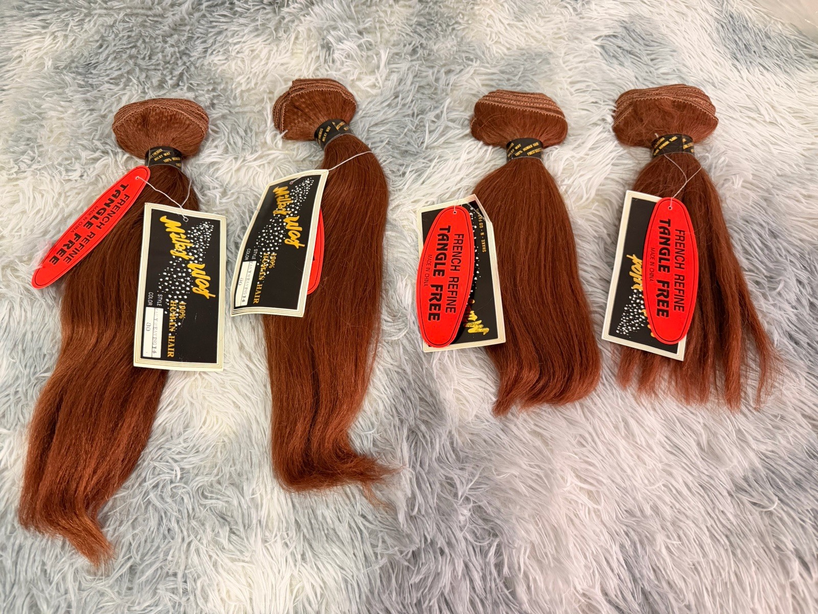 Milky Way Yaky Human Hair Extensions Straight Auburn 14” 14” 10” 10”Colour 30