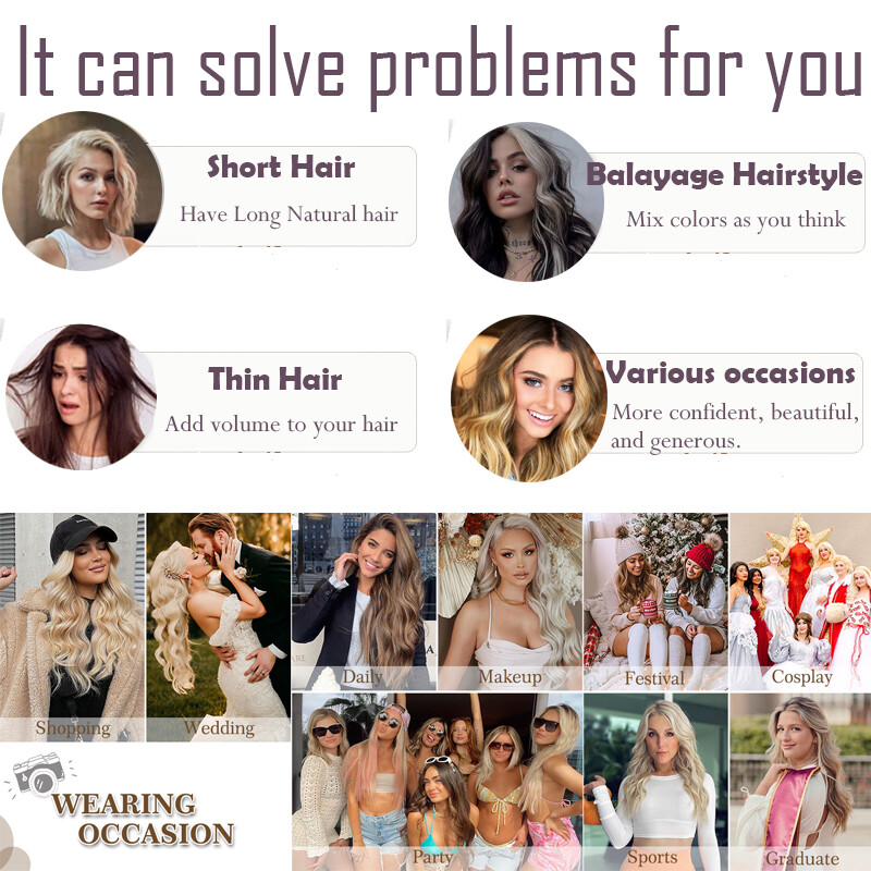 100% Real Clip in Remy Human Hair Extensions Full Head Blonde One Piece 12-24 in