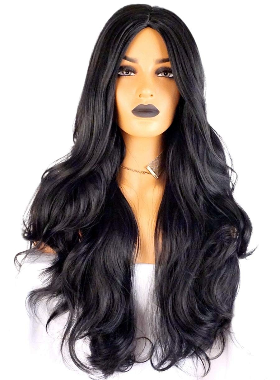 Long black straight Angel’s Desire wig Costume 30 in wig Wavy Curly 29.5 inch…