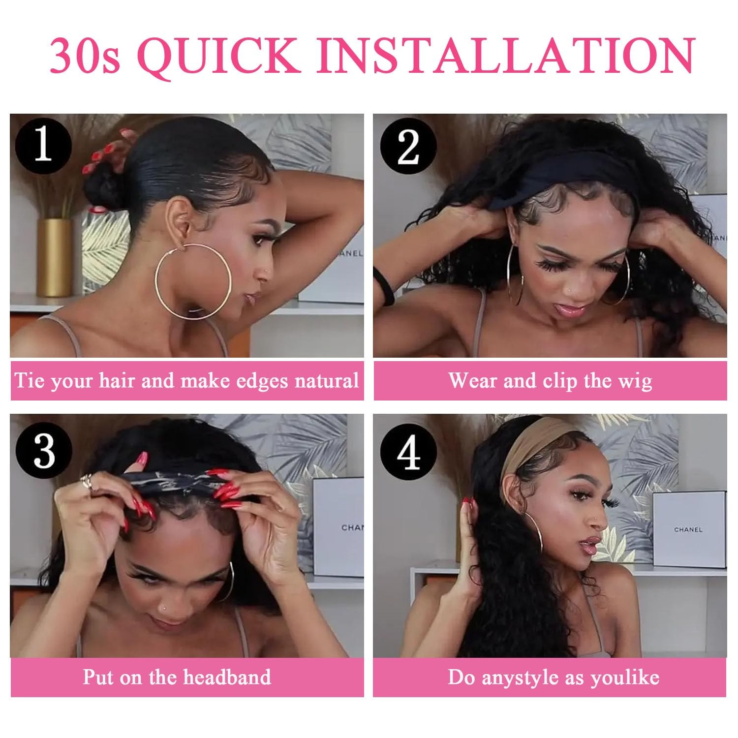 Hertune Headband Wig Human Hair Body Wave Human Hair Wigs 20 Inch Brazilian