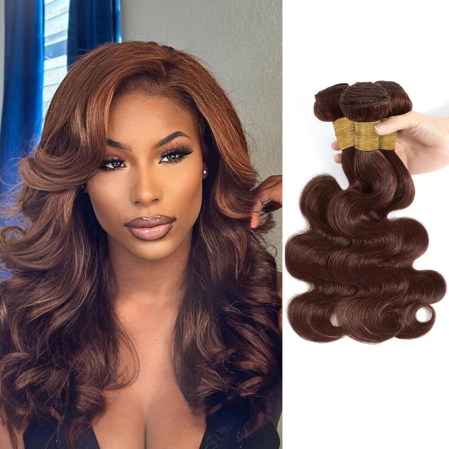 Chocolate Brown Body Wave Human Hair Bundles 18 20 22 Inch Soft Thick Bundles