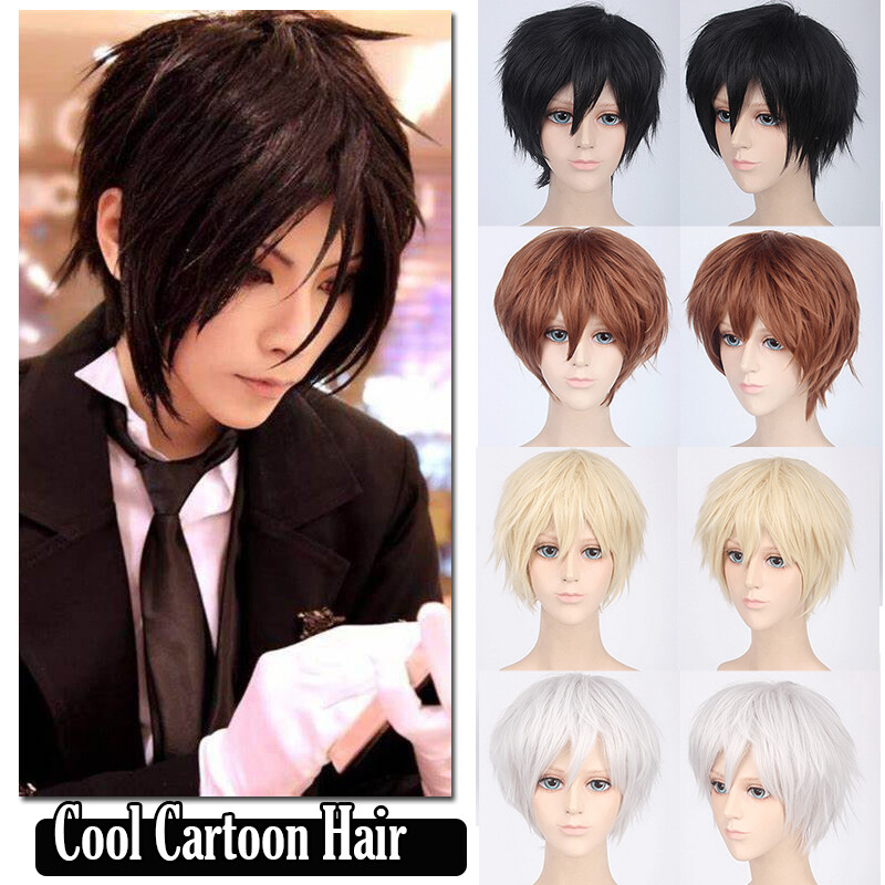 Multi Color Short Straight Hair Wig Anime Party Cosplay Full Hot sell Wigs Orang