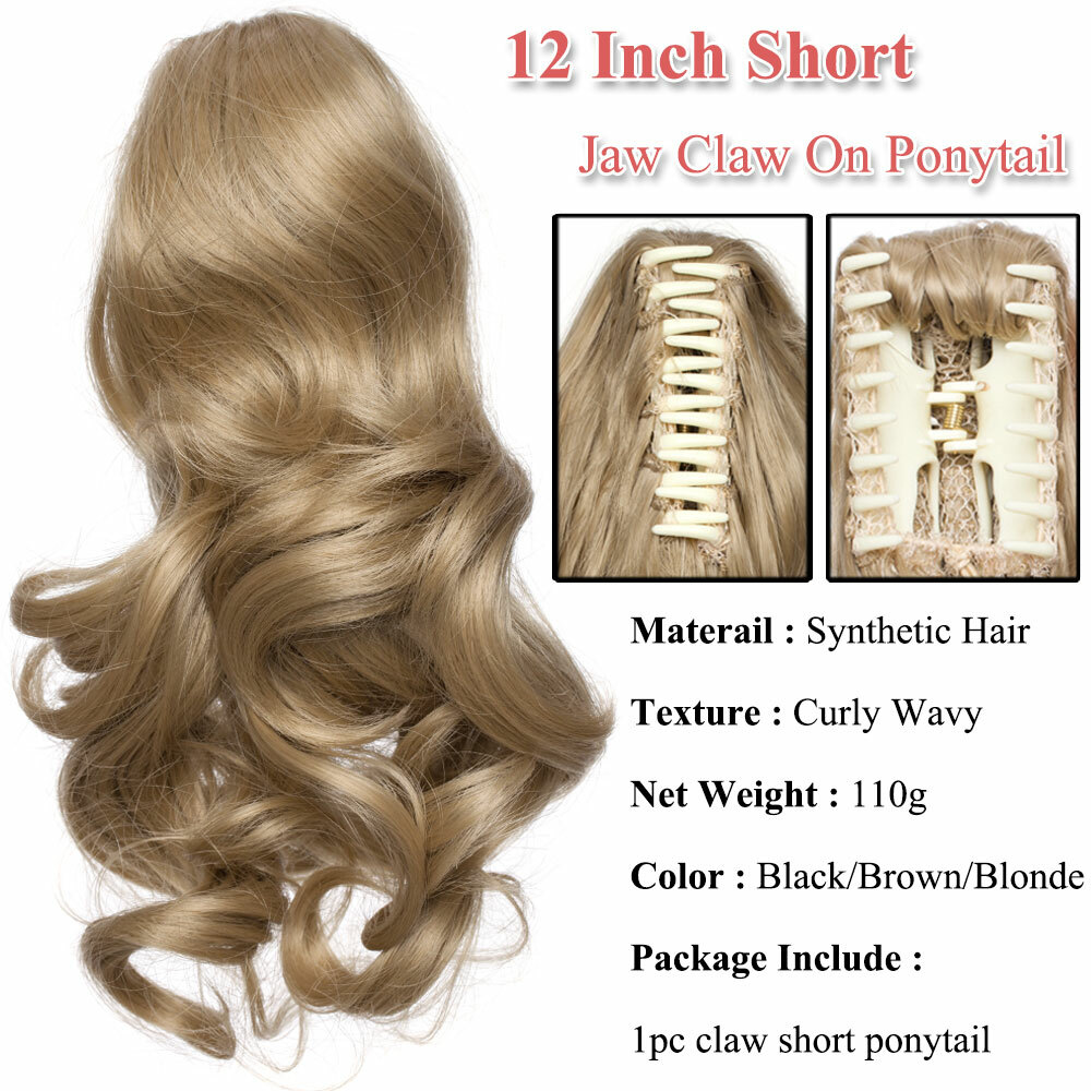 US 100% Real Thick Pony Tail Hair Extensions Clip In Claw Around Ponytail Ombre