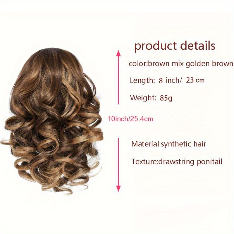 Women’s Curly Wavy Ponytail Extensions Curly Straight Synthetic Hair gold