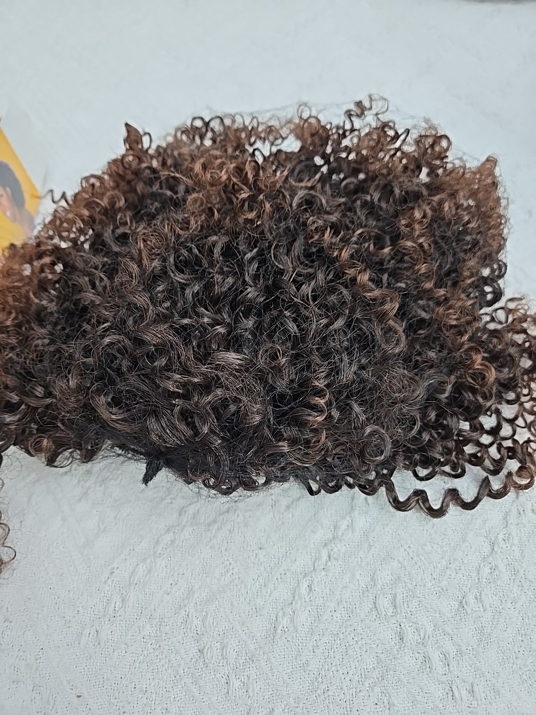 Afro Kinky Curly Dark Brown Hightlights Drawstring Ponytail 18″ Japanese Fiber