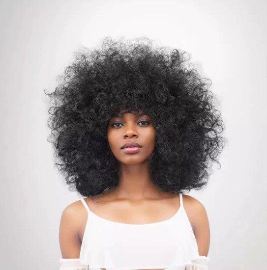 Afro Fluffy Curly Wavy Black Color Synthetic Hair Wig Women Soft Natural Party