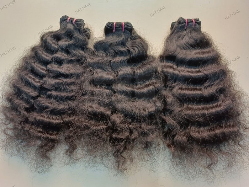 14 inch Raw Curly Indian Human Hair Extensions, 100% unprocessed hair