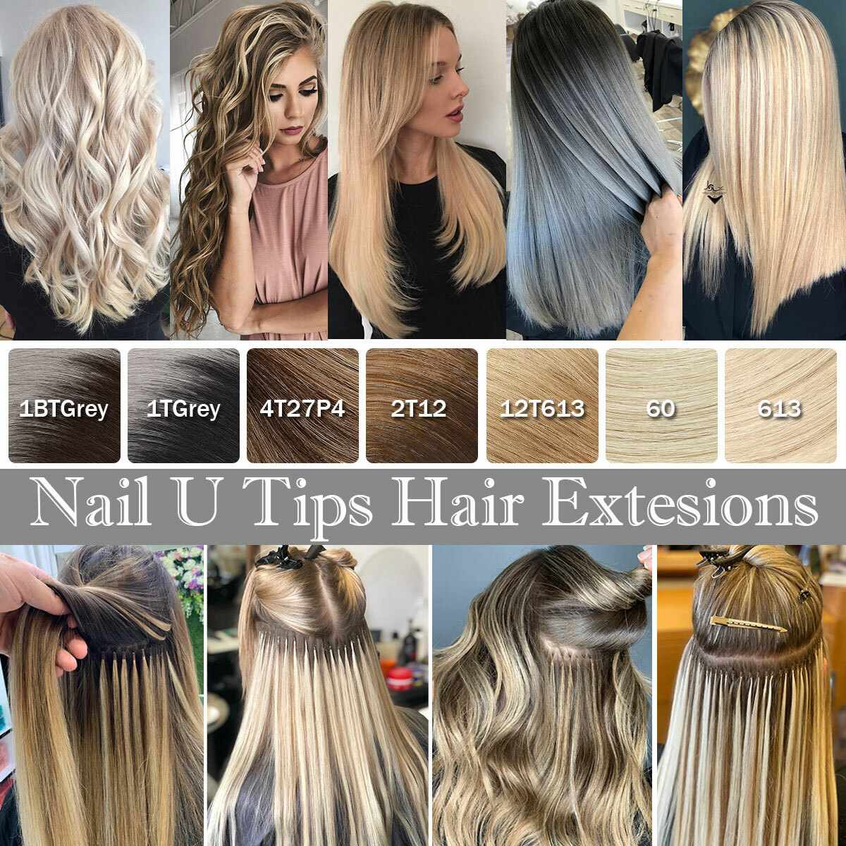 THICK Keratin Fusion Nail U Tip Human Hair Extensions 100% Remy Hair Pre Bonded