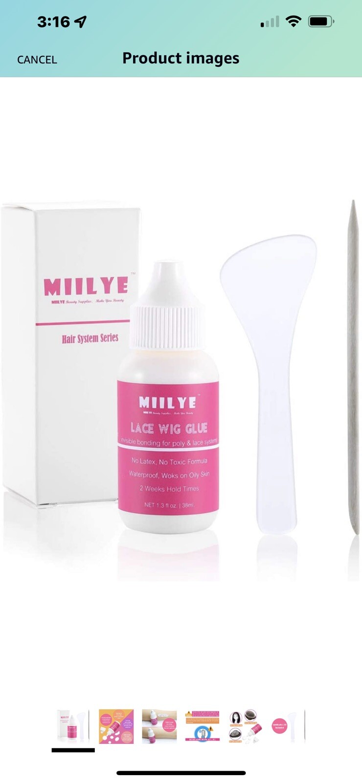 Lace Wig Waterproof Adhesive Hair Glue 1.3 oz. (Strong Hold) Lace Glue