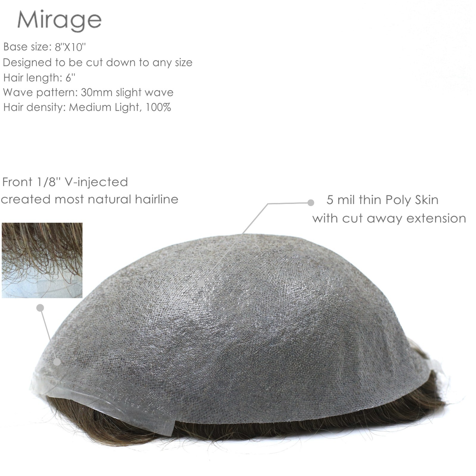 Mens Hair Replacement System Thin Skin Toupee BIO Hair Pieces Express Shipping